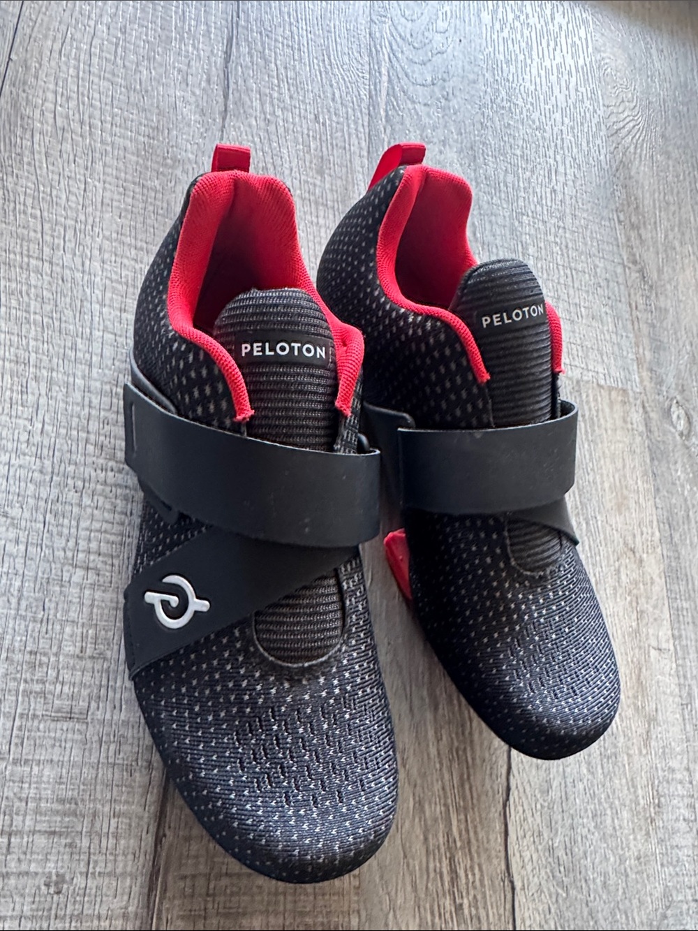 Peloton Black and Red Indoor Cycling Shoes with Strap